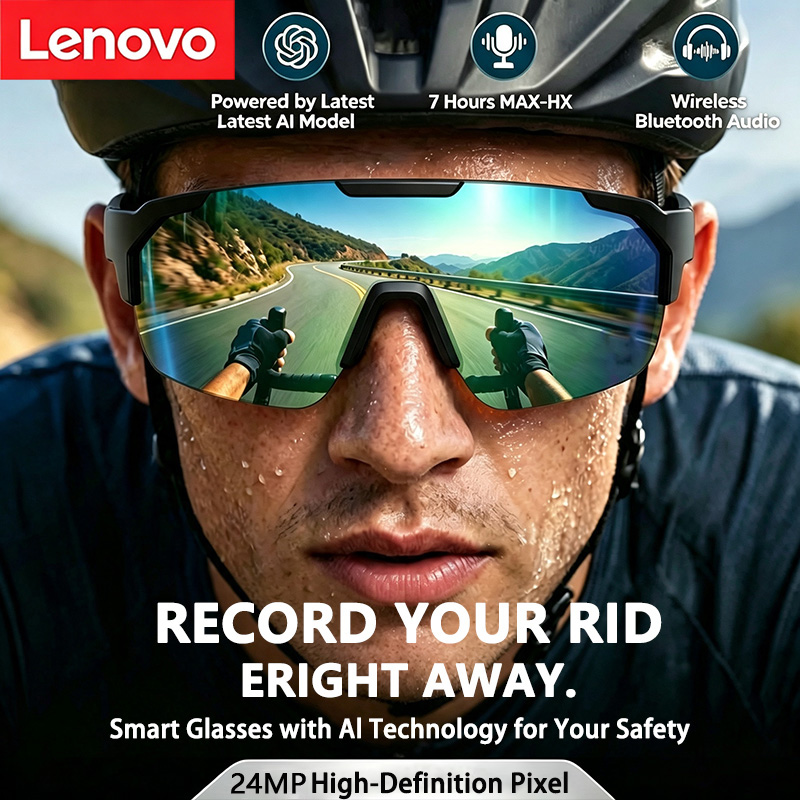 Smart Glasses Lens - Lenovo 2400W AI Smart Fietsbril 8K