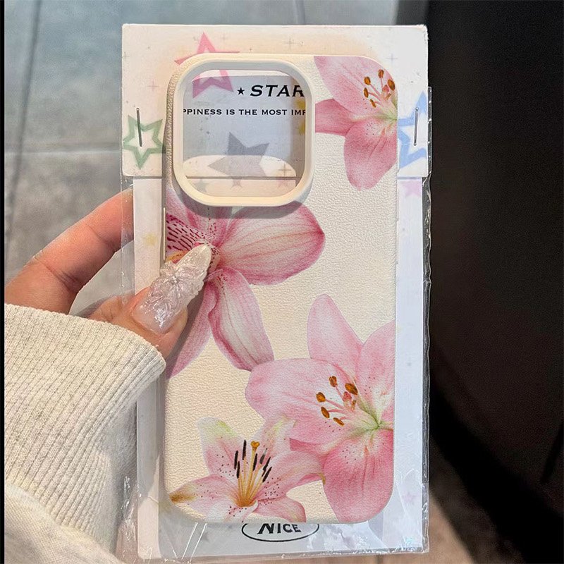 Samsung Galaxy S24 - Roze Lelie Lychee Textuur Telefoon Case